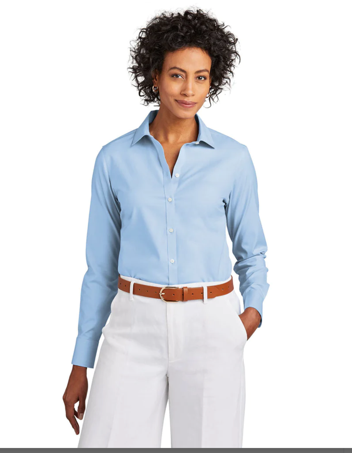 Brooks Brothers Newport Blue Wrinkle-Free Stretch Pinpoint Shirt - Women's