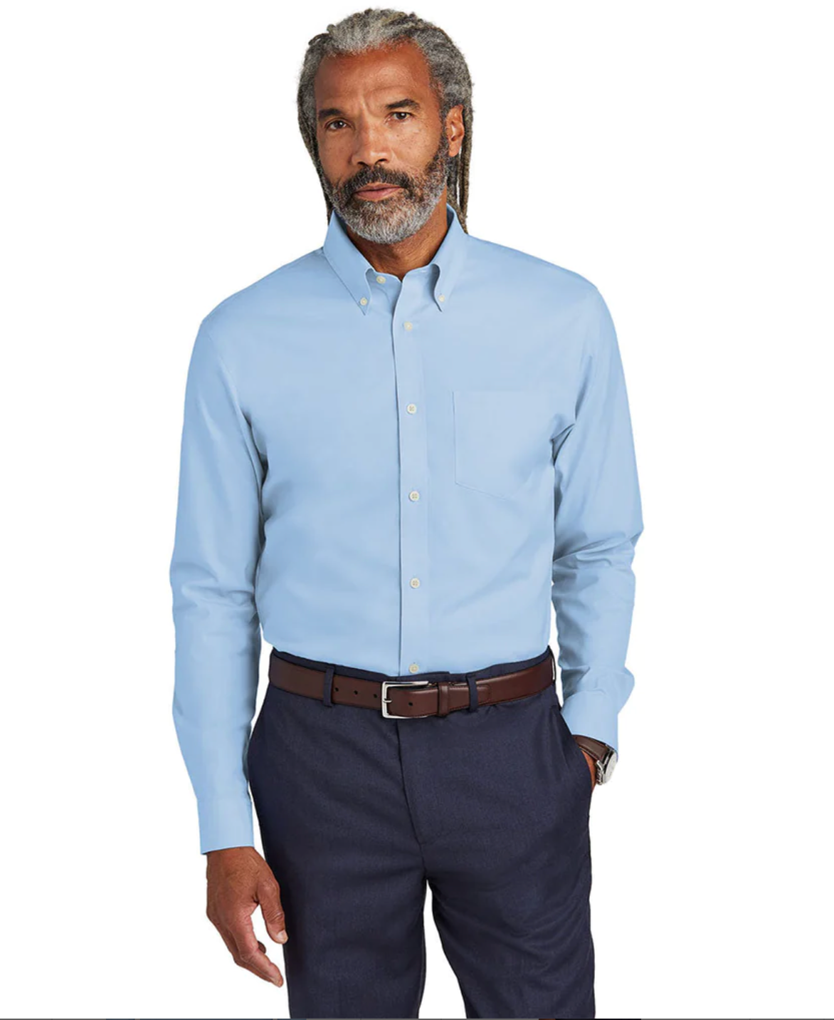 Brooks Brothers Newport Blue Wrinkle-Free Stretch Pinpoint Shirt - Men's