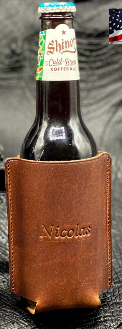 Horween Leather Can Cooler and Bottle Beer Holder